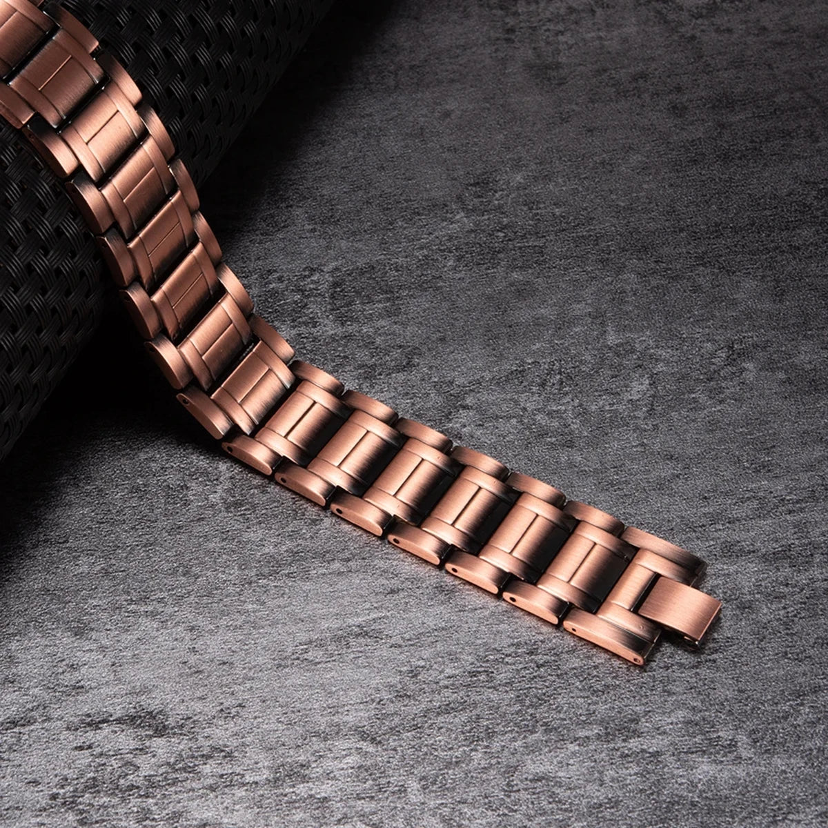 Pulsera magnética de cobre para hombre MEJORADA con 3 imanes por eslabón.