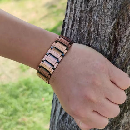 Pulsera magnética de cobre para hombre MEJORADA con 3 imanes por eslabón.