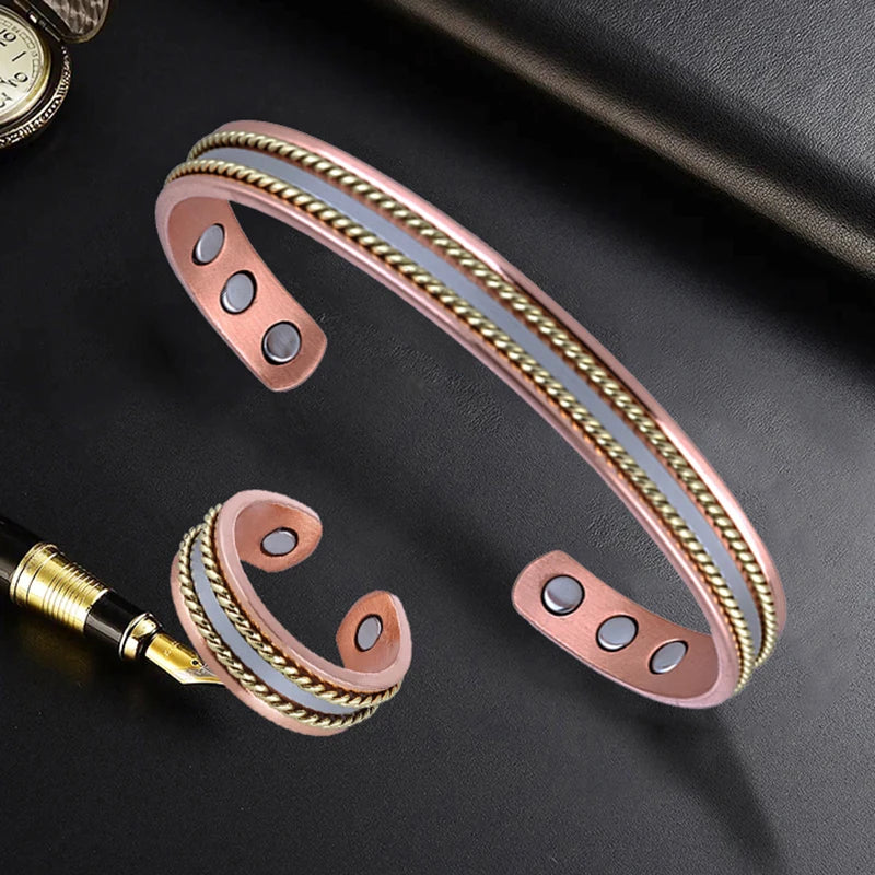 Brazalete ajustable de terapia magnética + anillo y caja de regalo