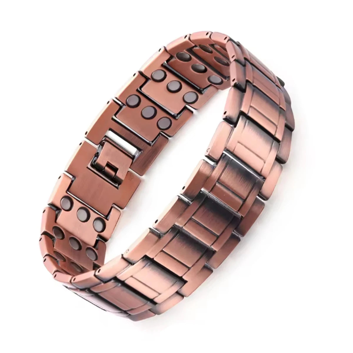 Pulsera magnética de cobre para hombre MEJORADA con 3 imanes por eslabón.