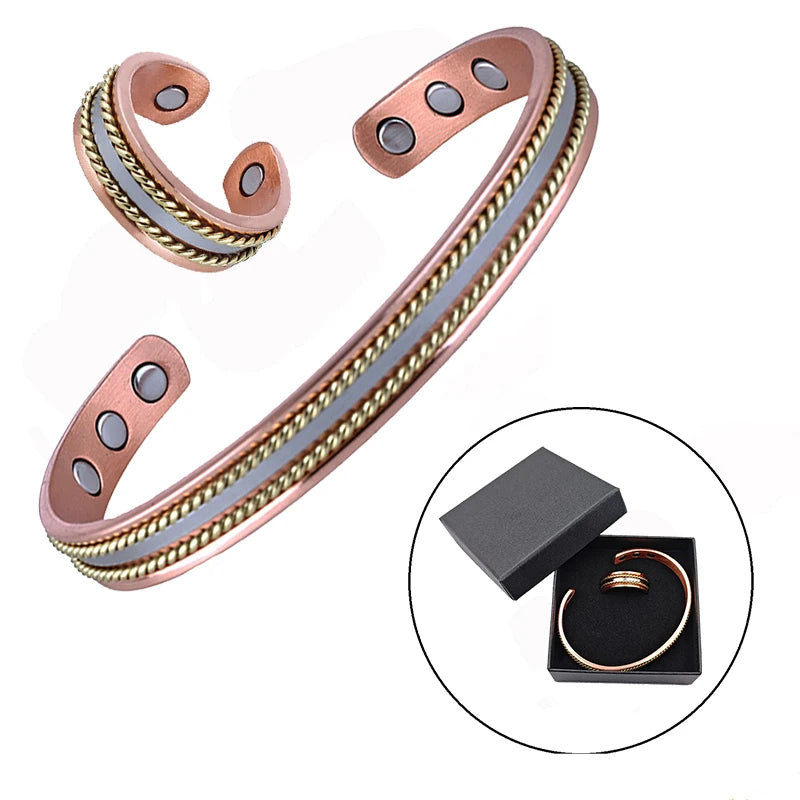 Brazalete ajustable de terapia magnética + anillo y caja de regalo